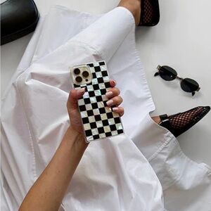 Checkered Mother of Pearl iPhone 15 Pro Phone Case